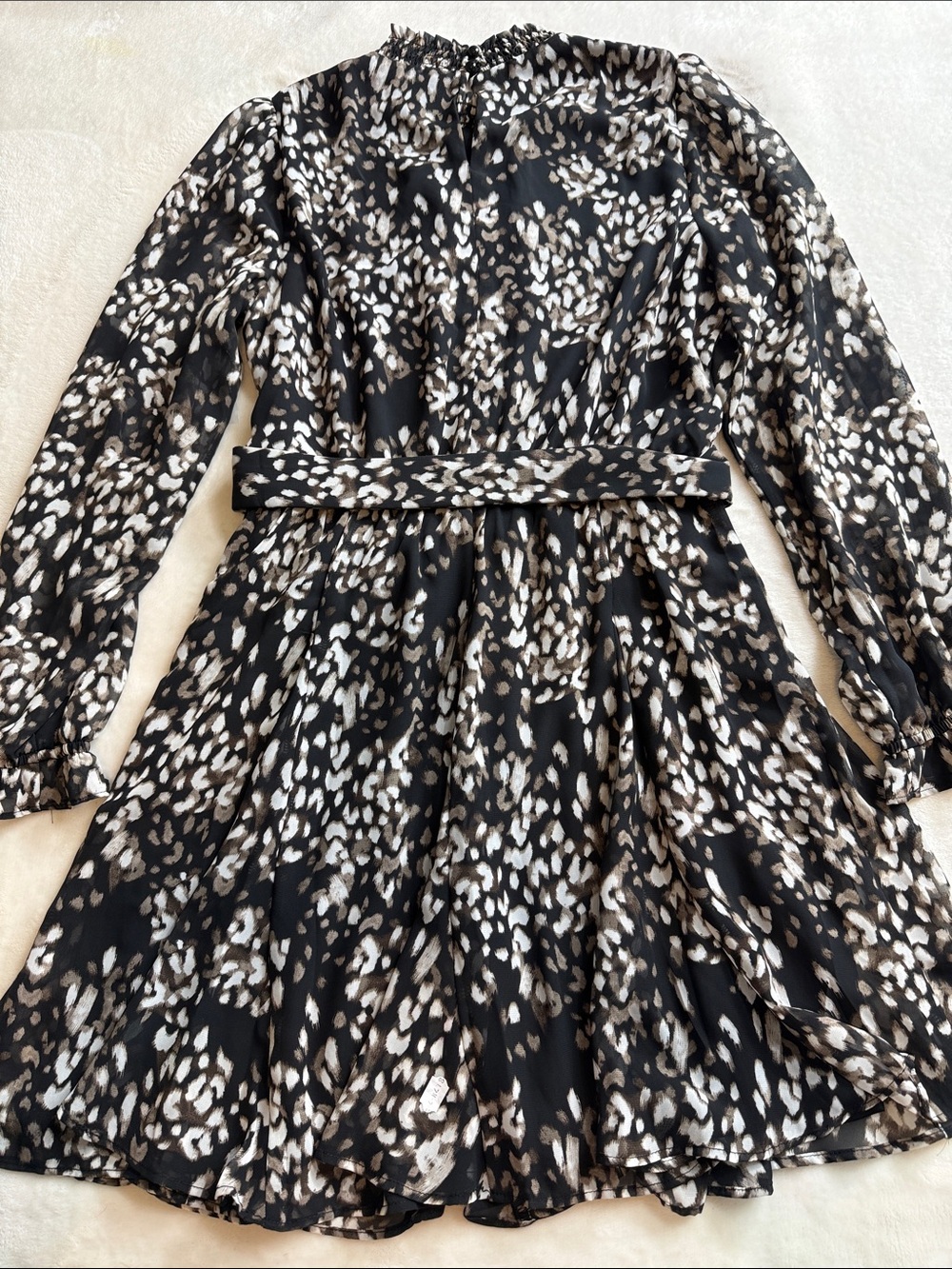 NWT Nine West Belted Mock Neck Animal Print Mini Dress Medium - Picture 14 of 15